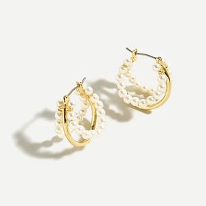 Layered Pearl Hoop Earrings